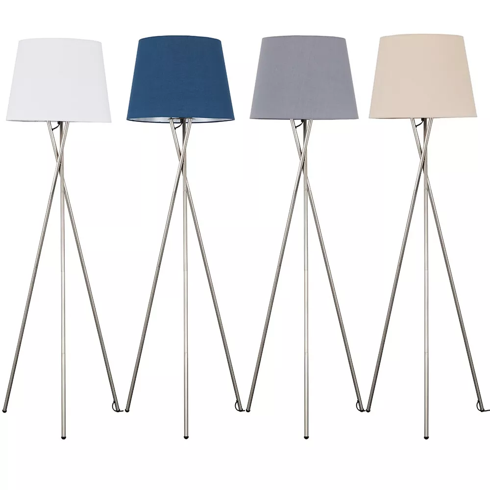 Brushed chrome tripod floor on sale lamp