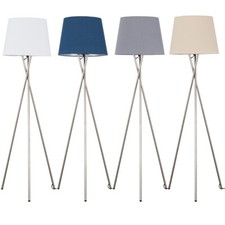 Brushed Chrome Tripod Floor Lamp Standard Reading Light Modern Standing Lights
