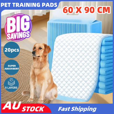 60X90Cm 20X Pet Training Pads Puppy Dog Cat Toliet Pee Indoor Super Absorbent