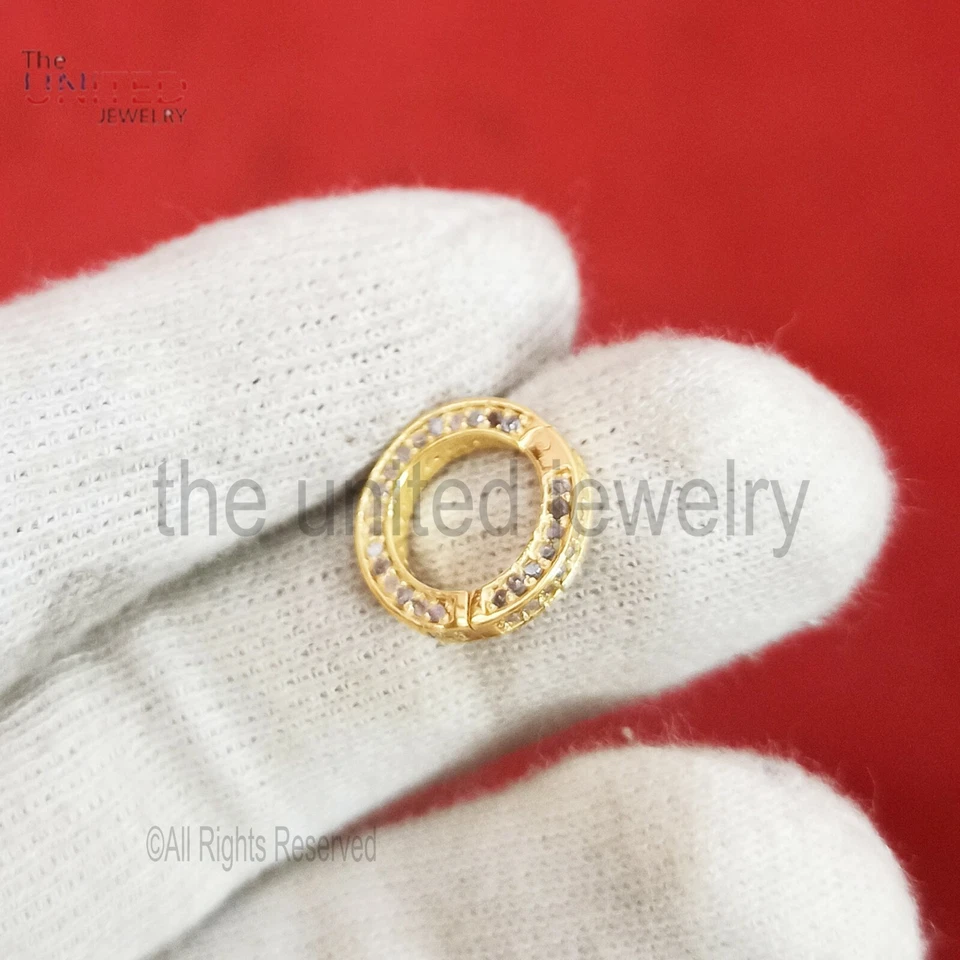 Pave Diamond Round Snap Lock, 925 Silver Diamond Snap Clasp Lock - Image 3 of 4