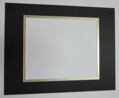 Picture Mat Double Mat 11X14 for 8x10 photo Black with gold liner mat ...