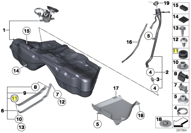 BMW Rubber Mounting Grommet Bush 1182454 16111182454 New Genuine  