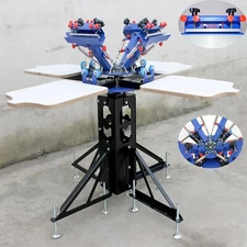 4 Color 4 Station Screen Printing Press Silk Shirt Screen Machine w/Shirt Pallet