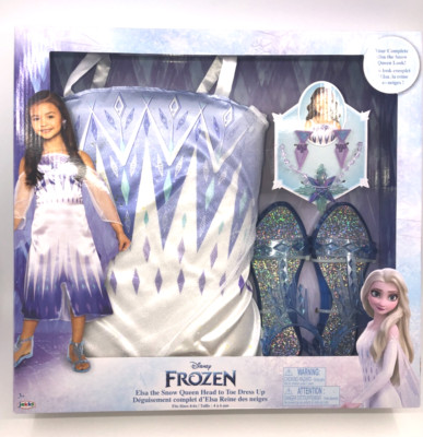 Disney Frozen II Elsa the Snow Queen Head to Toe Dress Up Dress & Shoes,(4- 6x)!