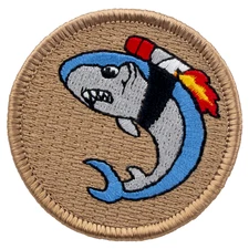 Rocket Shark Patrol Patch - 2" Round Embroidered Patch