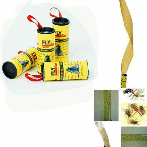 32 Fly Insect Catcher Paper Sticky Glue Bug Trap Killer Strong Roll Tape Strip - Bild 7 von 17