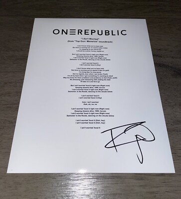One Republic Lead Singer Ryan Tedder Autographed “I Ain't Worried