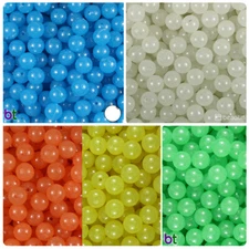 BeadTin Semi Glow 10mm Round Plastic Beads (150pcs) - Color choice