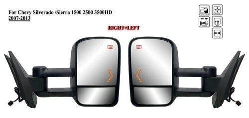 Pair Right+Left Side Towing Mirror for 2007 to 2013 Chevy Silverado and Sierra