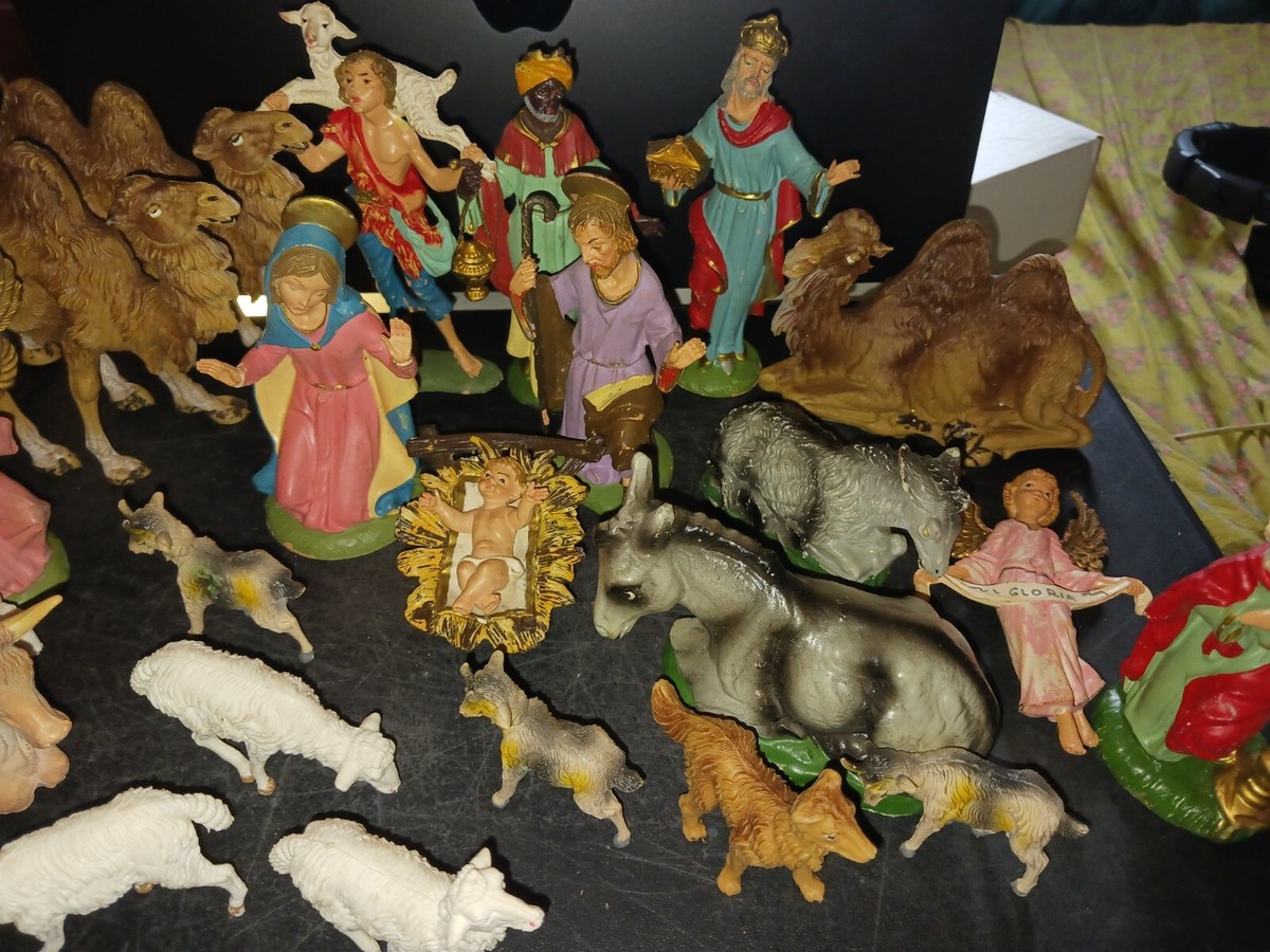 Fontanini ナティビティ クリスマス降誕シーン vintage 1960s Fontanini Nativity Figurines Set 24 pcs Christmas