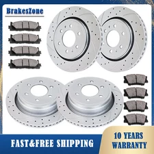 Front and Rear Brake Rotors Pads for Ford F-150 2012-2020 6-Lug Slotted Drilled