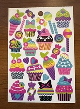 HEARTS  CUPCAKES 27 Bright Colorful Stickers Scrapbooking NEW