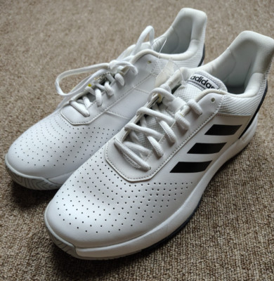ADIDAS COURTSMASH Sneakers Men 10 White Leather Low Top Athletic Shoes