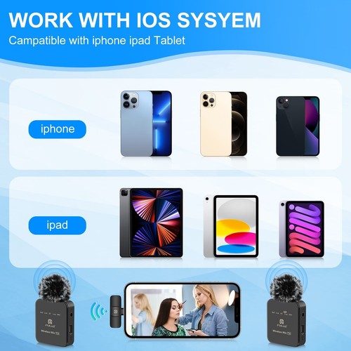 For Android/iPhone Wireless Lavalier Microphone Audio Video Recording Mini Mic - Afbeelding 13 van 18