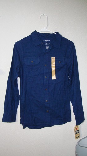Urban Pipeline Shirt Ultimate Flannel Blue Plain Long Sleeve Boys Large 14/16