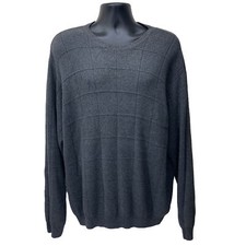 ARROW Sz XL Gray 100 Cotton Ribbed Textured Pullover Crewneck Sweater   VGUC  