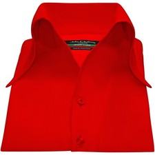 Red High Open Bow Collar Unique John Clothier Shirts for Men Party Wear