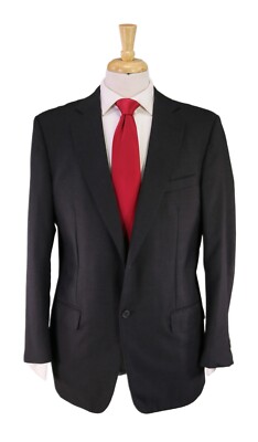 Dunhill St James Fit Solid Charcoal 2-Btn Luxury Wool Suit 42R