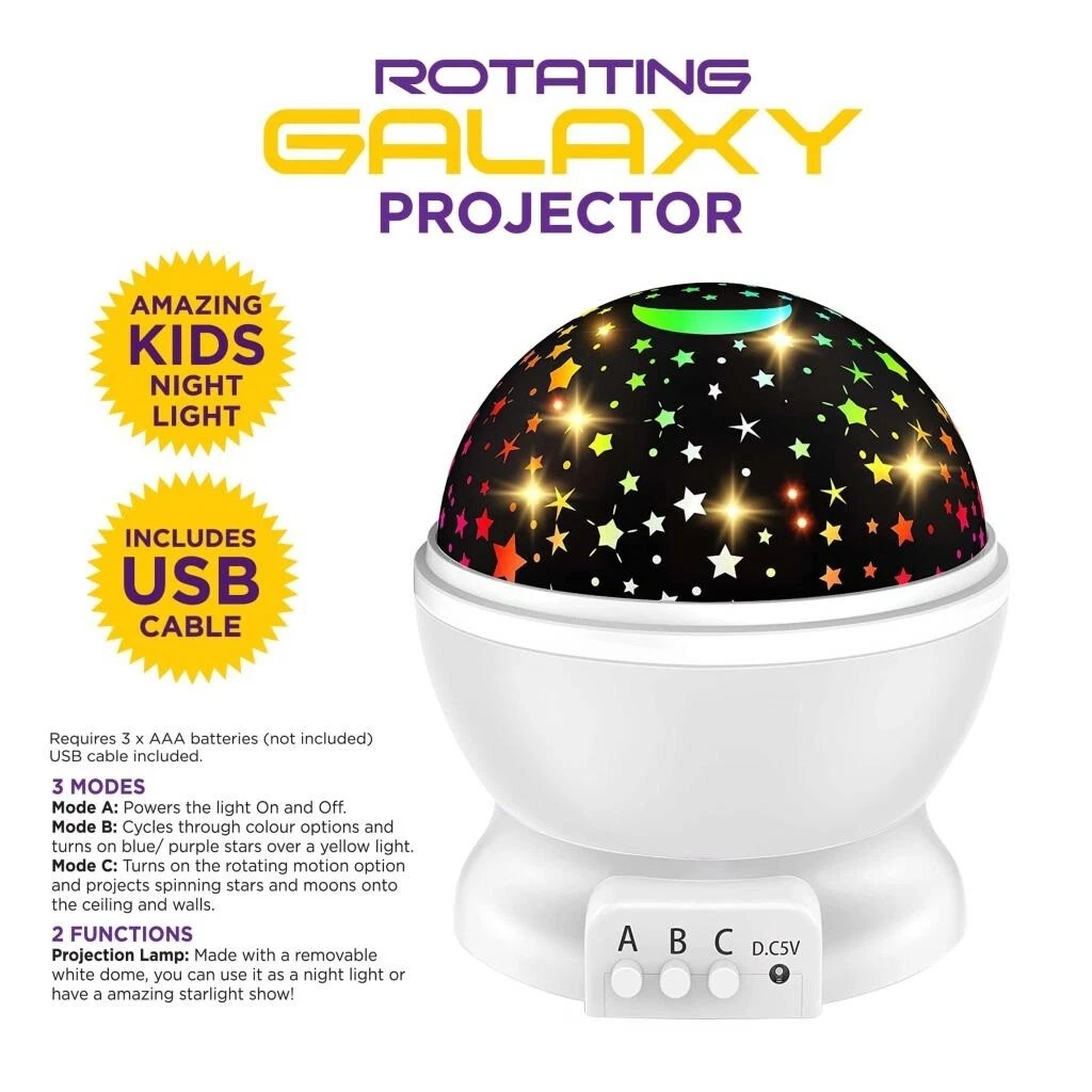 Rotating LED Galaxy Starry Night Light Projector Star Sky Moon Lamp Usb battery