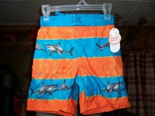 WONDER NATION BOYS SHARK DESIGN SWIMMING TRUNKS SIZE XL 14-16 UPF 50 BLUE ORANGE