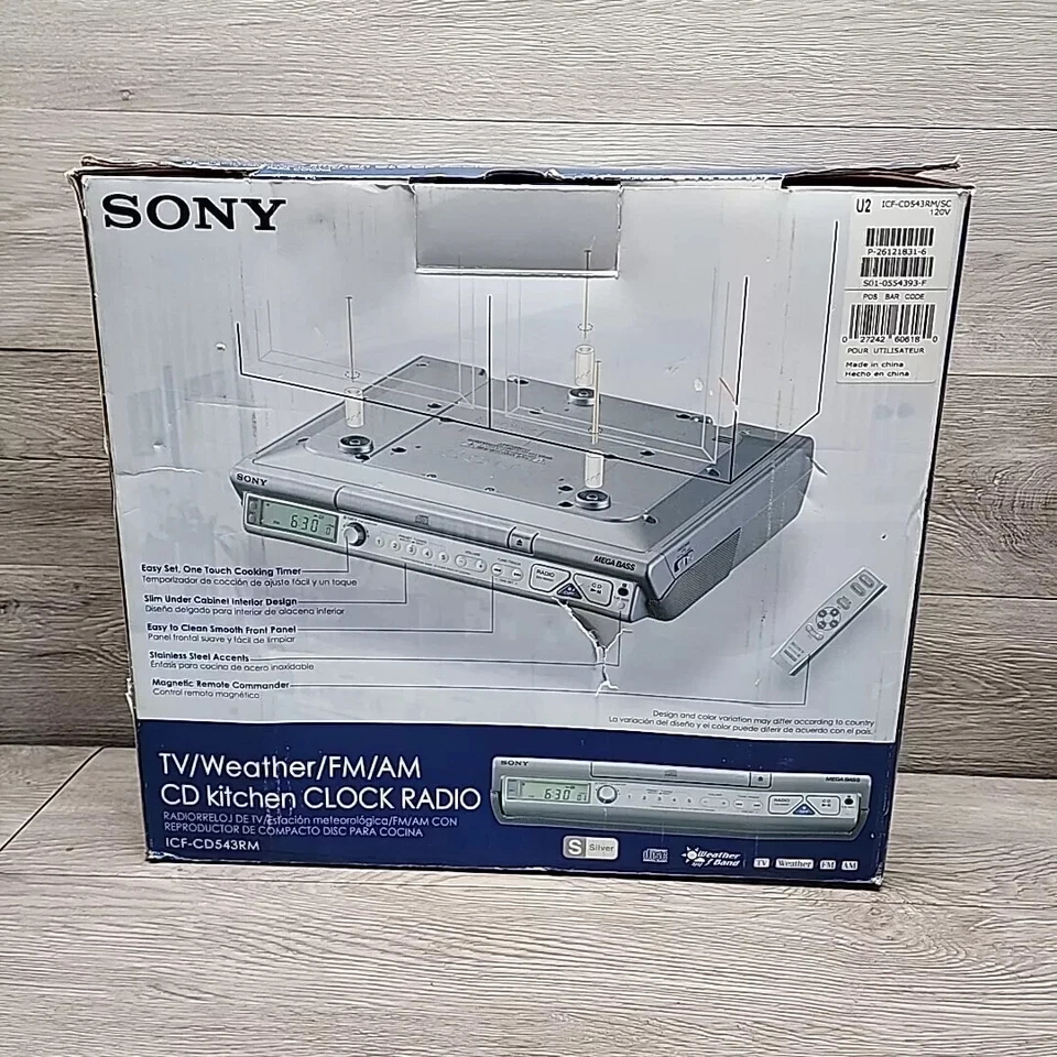 Sony ICF-CD543RM Kitchen CD Clock Radio Weather Under Cabinet Silver NEW IN BOX - Image 2 of 4