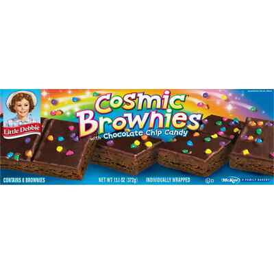 New Little Debbie Cosmic Chocolate Chip Candy Bits Brownies 6-Count 13oz
