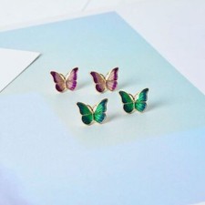 Jewelry Ladies Earrings Butterfly Oil Holes Painting Ear Clip Without Ear