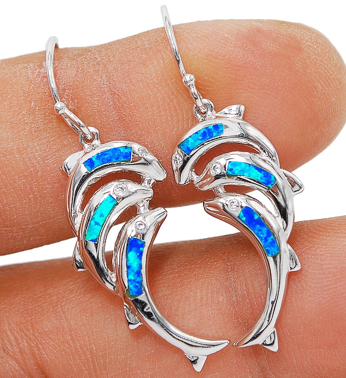 Dolphin Opal Topaz 925 Sterling Silver Earrings Jewelry OE5
