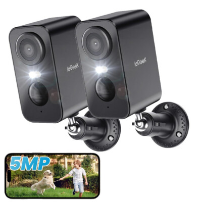 ieGeek Wireless HD 5MP Wifi Outdoor 2-pack Battery Powered Security Camera IP65