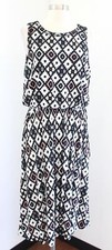 Ann Taylor Loft Geometric Tribal Print Knit Drawstring Dress Size L Sleeveless