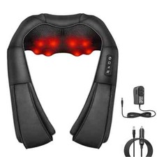 4D Shiatsu Neck and Shoulder Massager with Heat Electric Kneading Massage Pillow