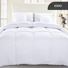 Comforter Duvet Insert,Box Stitched Down Alternative ComfortersKing Size White 