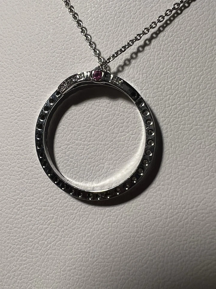 Roberto 硬币 18K 白金钻石 19 毫米圆形吊坠项链 — 第 3/4 张图片