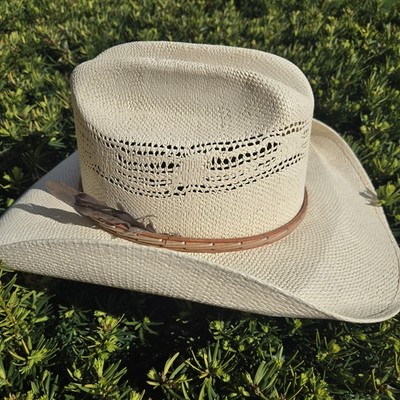 Resistol Self-Conforming Western Beige Straw Long Oval Hat, Size 7 