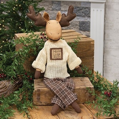 New Country Primitive Rustic LODGE SWEATER  ANTLER MOOSE DOLL Figure 29''