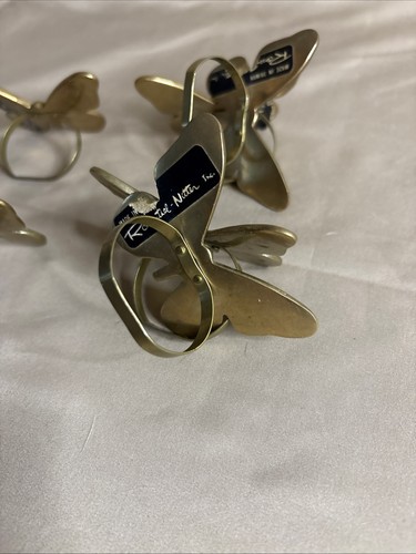 8 Vintage Rosenthal Netter Inc. Brass Butterfly Napkin Rings - Picture 5 of 10