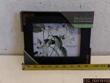 Lot of 4, Reclaimed Real Wood Frame, 5 x 7 Black With Brass Corners