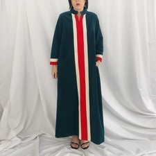 70s Green, Red, and White Striped Robe