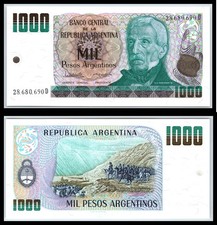 1983 Argentina 1000 One Thousand Pesos Argentinos UNC - COMBINED POST