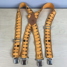 Rooster Adult Suspenders Ruler Measuring Tape Yellow Adjustable