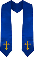 Choir Stole with Cross Embroidery for Church, Ideal for Costume,60"