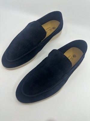 Black Suede Loro Piana Summer Walk Loafers Shoes