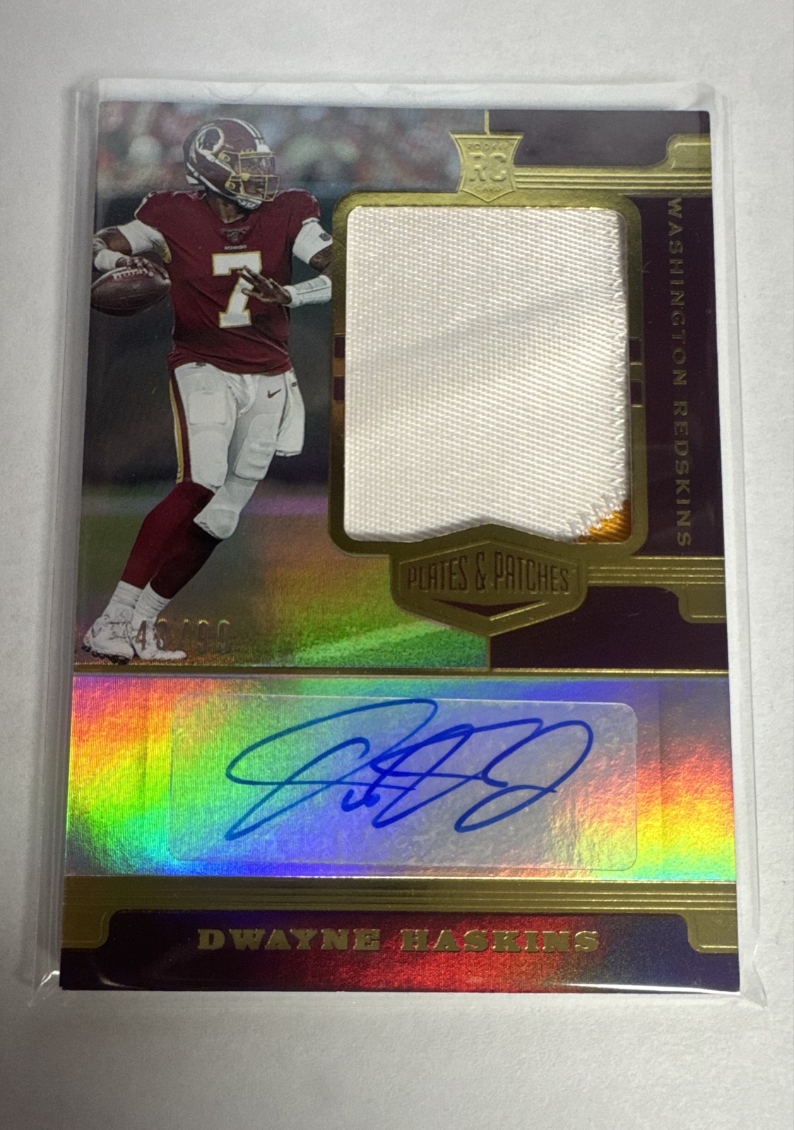 Dwayne Haskins Panini Plates & Patches Rookie Reflections Relics #DHA Signature