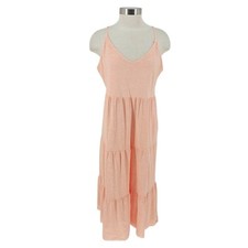 Old Navy Tiered Midi Swing Dress Peachy Treat Sleeveless V Neck Tie Back Large