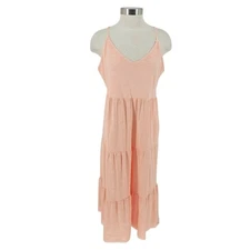 Old Navy Tiered Midi Swing Dress Peachy Treat Sleeveless V Neck Tie Back Large