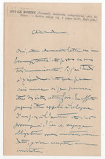 Fernand Le Borne Signed Letter / Autographed French Composer
