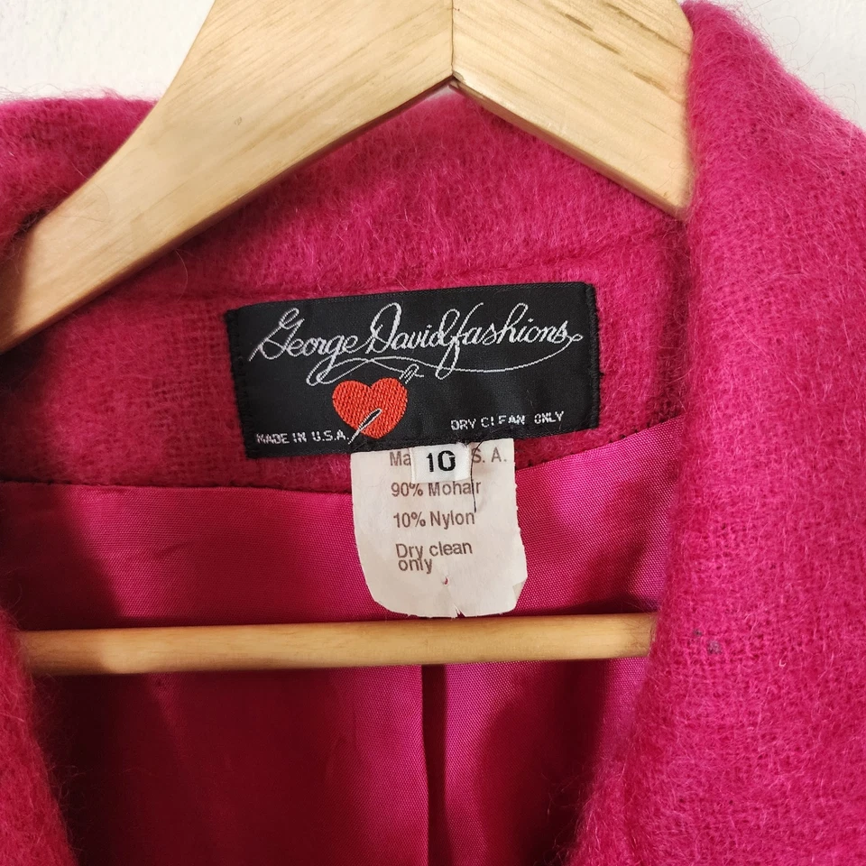 George David моды розовый Mohair Тренч куртка размер 10 - Изображение 4 из 4