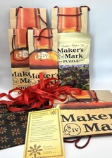 Makers Mark Ambassador Gift Bags Tissue Paper Puzzle & Ribbons Bourbon Whiskey