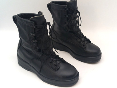 Vintage BLACK WELLCO MADE IN USA Navy Steel Toe  Flight Deck Boot Size 8 W