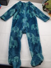 Next Elephant Print 2 Way Zip Fleece Sleepsuit All In One 12-18 Months VGC 